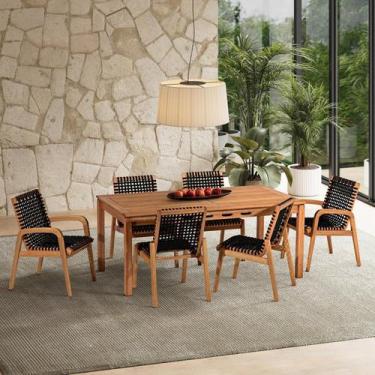 Imagem de Conjunto 6 Cadeira 1 Mesa 180cm - Varanda Coberta/Área Gourmet Traço P