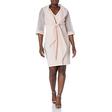 Imagem de Adrianna Papell Vestido feminino de organza e crepe, Blush, 44