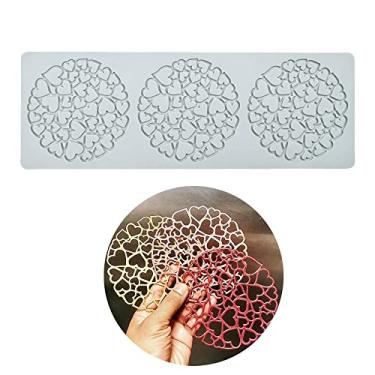 Imagem de Moldes de silicone de folha oca amante coração moldes de chocolate geometria molde de silicone 3D molde de folha de chocolate doce doce decoração de bolo decoração de bolo topo de cupcake