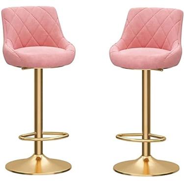 Imagem de Bsillas Cocina de Barra Altas Bancos Taburete Bar Isla Banco De Bar 2 Peças Banquinho De Jantar Para Café Da Manhã Banquinho De Bar De Altura, Banco De Barra Giratório Com Almofada Ajustável