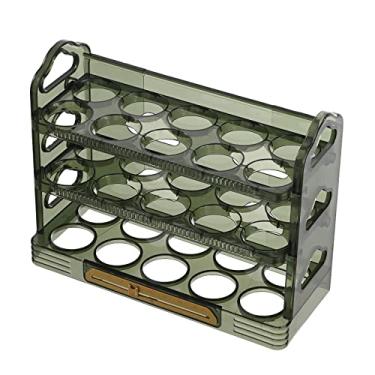 Imagem de Recipiente de armazenamento de ovos de 3 camadas para geladeira e ovos organizadores de ovos com alça para despensa, verde