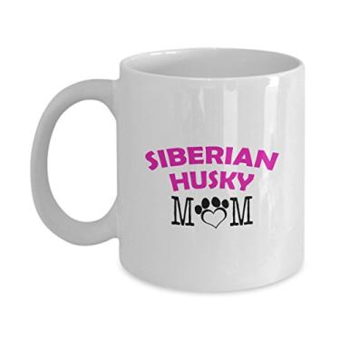 Imagem de Caneca divertida siberiana Husky Couple – pai Husky siberiano – mãe Husky siberiana – presente siberiano Husky Lover – ideia única de presentes de cerâmica (Mom)