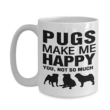 Imagem de Pugs Make Me Happy - Caneca branca V2