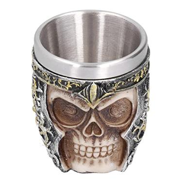 Imagem de Copo De Cerveja Com Chifre De Chifre De Aço Inoxidável,Caneca De Caveira Viking Warrior Tankard, Caneca Medieval De Caveira Para Bebidas Com Decoração Gótica Nórdica Viking Festival Presente Para Caf