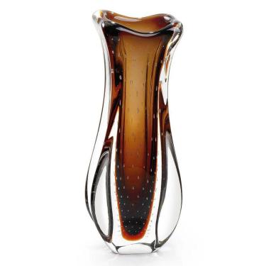 Imagem de Vaso Em Cristal Murano Marrom - São Marcos 42Cm