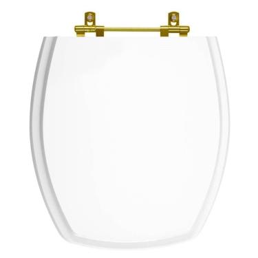 Imagem de Assento Sanitário Poliéster Thema Branco para vaso Incepa Com Ferragem Dourada