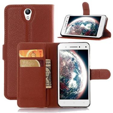 Imagem de Capa carteira Lenovo VIBE S1, capa carteira flip de couro PU premium com compartimento para cartão, suporte e fecho magnético [capa interior TPU à prova de choque] compatível com Lenovo VIBE S1