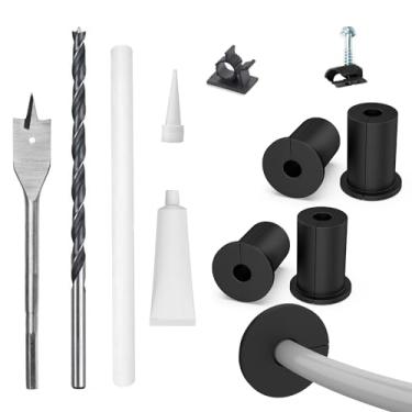 Imagem de Kit de roteamento de cabos Starlink para orifício de parede de 0,9 cm, 4 peças starlink de ilhós de parede acessórios para kit de montagem de passagem, incluindo broca de pá de 0,9 cm, pontas de fios