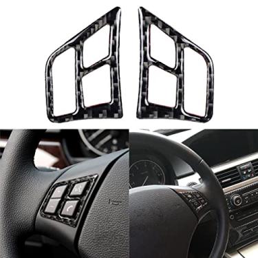 Imagem de NVCNX Capa de moldura de botão de painel de carro de fibra de carbono premium acabamento interior compatível com BMW E90 E92 E93 325i 328i 330i 335i M3 2006 2007 2008 2009 2010 2011 2012 2013