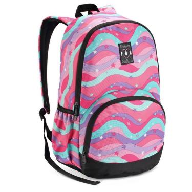 Imagem de Mochila Costas Escolar Juvenil Trabalho Reforçada Feminina Coração Estrela Faculdade Denlex-Feminino