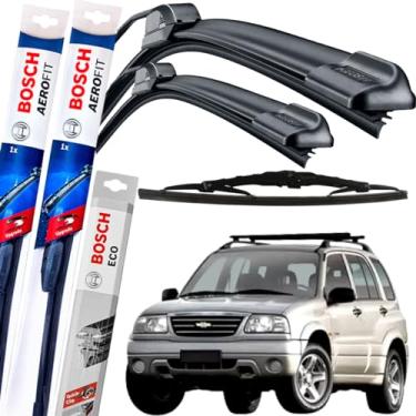 Imagem de Palheta Limpador Parabrisa Bosch Aerofit Par de Palheta Limpadora Dianteiro + Traseiro Gm tracker 2001 à 2008