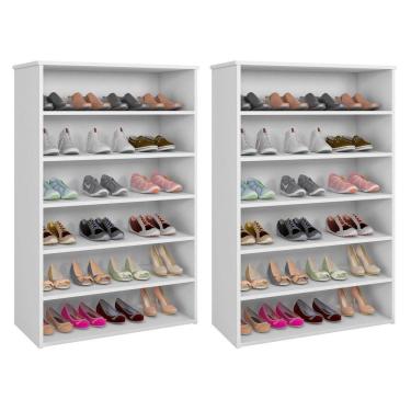 Imagem de Kit 02 Armários Multiuso Sapateira Laís 5 Prateleiras Branco