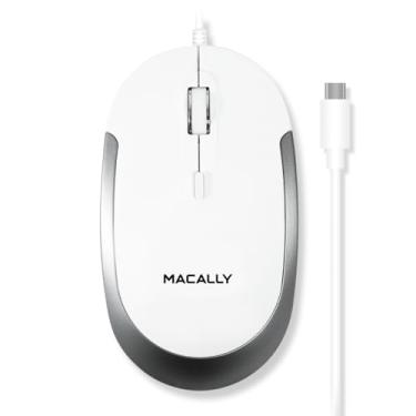 Imagem de Mouse USB C macally com fio para Mac e Windows Mouse USB tipo C com 3 bot es e roda de rolagem Design ambidestro confort vel Mouse com fio compacto com sensor ptico e interruptor DPI 800/1200/1600/2400