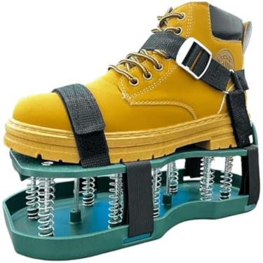 Imagem de Sapatos aeradores de gramado para grama - ferramenta de gramado aerador, design de limpeza automática de sujeira e folhas pré-montado, aerador de grama de jardim para solo de gramado (verde, 1 par)