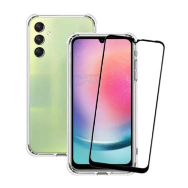 Imagem de Capa Capinha Case Anti Impacto Transparente Premium Silicone + Película de Vidro 3D para Samsung Galaxy A24