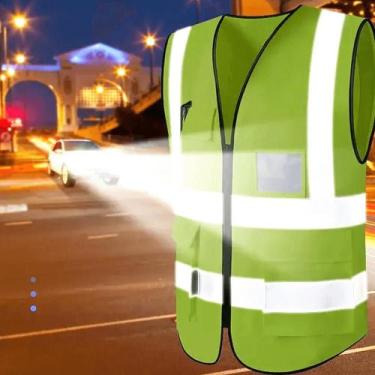 Imagem de Colete Segurança Refletivo Tipo Blusão Sinalização Com Zíper E Bolso -
