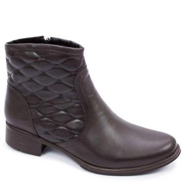 Imagem de Bota Montaria Cla-Clê Feminina Couro Cano Curto Conforto, 35, Marrom e