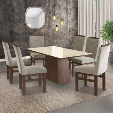 Imagem de Conjunto Mesa 160x82cm e 6 Cadeiras Madeira Maciça - Móveis Zamarchi