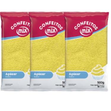 Imagem de Açúcar Colorido Algodão Doce Pipoca Doces Bolo 1,5kg Mix, Amarelo
