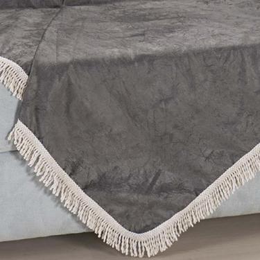 Imagem de Manta Xale Para Sofá Sala Decorativo 1,50m Suede C/ Franja - Angel Dis