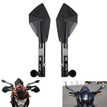 Imagem de Espelho lateral de motocicleta com parafusos de 8 mm e 10 mm, espelho retrovisor CNC de vidro azul antirreflexo universal