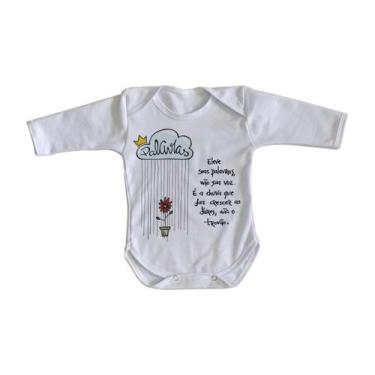 Imagem de body nenê criança roupa bebê manga longa Eleve suas palavras não sua v