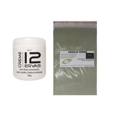 Imagem de Argila Pura Verde 500g e Creme 12 Ervas Diminui Medidas - Lucy's e PEM