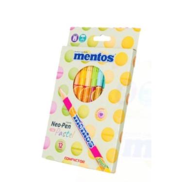 Imagem de Caneta Hidrocor 12 Cores Mentos Grande Neon Pen Compactor