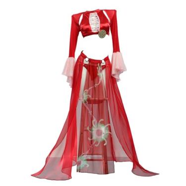 Imagem de haikyuu Maiô feminino cosplay com saia envolvente, anime, duas peças, frente única, roupa de banho rave, Vermelho, X-Large