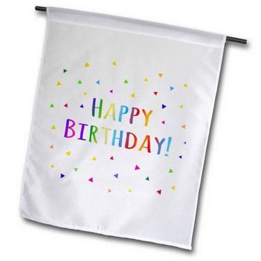 Imagem de 3dRose fl_202023_1 texto colorido de feliz aniversário com confetes de arco-íris e bandeira de jardim de aniversário, 30,48 x 45,72 cm