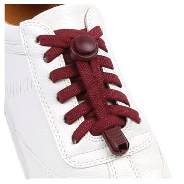 Imagem de ZHENTOR Cadarços elásticos sem laço - cadarços elásticos sem cadarço para tênis infantil e adulto, tamanho único, Carmesim, 47inchs