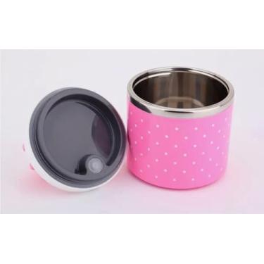 Imagem de Pote Lancheira Marmita Aço Inoxidável Portátil Hermética Conserva o Sabor do Alimento com Alça em Inox 450ml