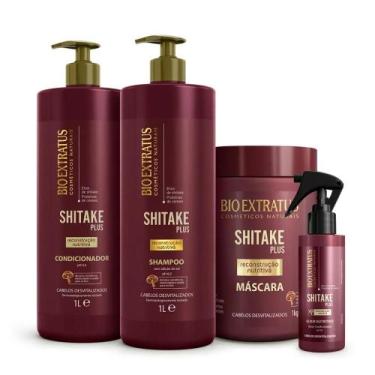 Imagem de Kit Bio Extratus Shitake Plus Shampoo Condicionador Máscara 1L/Kg Elix