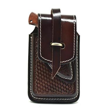 Imagem de Kit Bainha Dupla Porta Celular Com Faca Em Couro Atrevidu's - Atrevidu