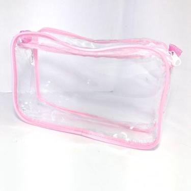 Imagem de Kit com 2 necessaire Transparente 23x15 viagem, maquiagem, esmalte, or