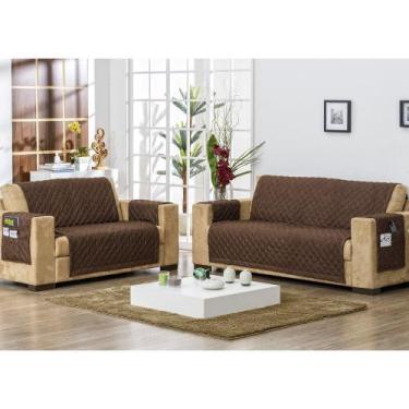 Imagem de Protetor de Sofá Marrom 2 Peças - Bordados Ricardo