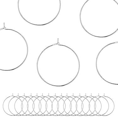 Imagem de BEADNOVA 60-120 anéis de pingente de vidro de vinho banhados a prata 25 mm contas pingente marcador de vidro de vinho para festa de aniversário festa de casamento favor, Plástico Vidro Prata Ferro,