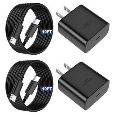 Imagem de Carregador Ryaobwu 45W Super Fast USB-C Duplo com Cabo Galaxy de 3m