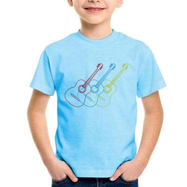 Imagem de Camiseta Infantil Violão Cores - Foca na Moda, Azul bebê, 2