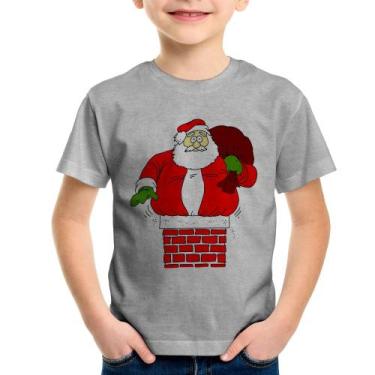 Imagem de Camiseta Infantil Papai Noel Chaminé - Foca na Moda, Cinza, 6