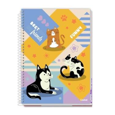 Imagem de Caderno Universitário Escolar Grande Pet Fun Coleção 2025 10 Matérias 160 Folhas Credeal ONG MIAU DE RUA (Husky)