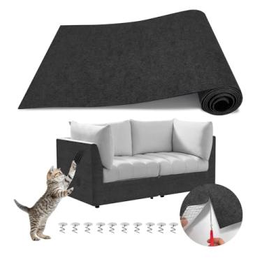 Imagem de Tapete protetor de móveis de parede de escalada para gatos de 299 x 40 cm, protetor de móveis para gatos, almofada adesiva para substituição de poste de canto de sofá de árvore de gato (preta)