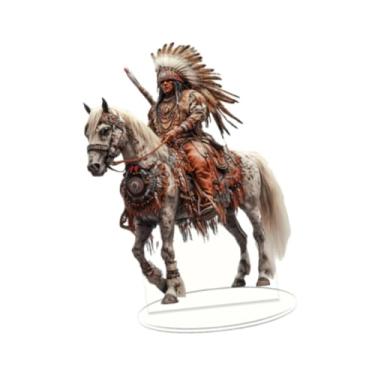 Imagem de Nishiyuenyi Decoração de desktop de ornamentos de cavaleiro acrílico, decoração em casa 2D Craft leve, peça central de mesa, com base para o escritório