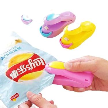 Imagem de Seladora Portátil Manual para Embalagens Plásticas, Mini Lacrador de Sacos, 3 Cores Par manter suas comidas protegidas