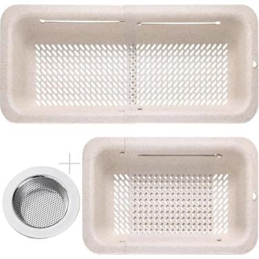 Imagem de LASSHSWA Escorredor e coador dobrável para cozinha, escorredor sobre a pia cesto de filtro para cozinha, coador de alimentos de macarrão de frutas, coador de plástico com um coador de pia de cozinha