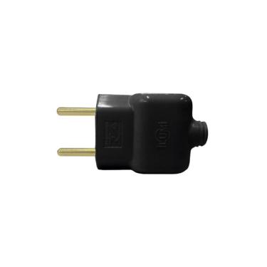 Imagem de Plug Tomada Pino Macho Prensa Cabo Fio 2P 10A 250V Preto