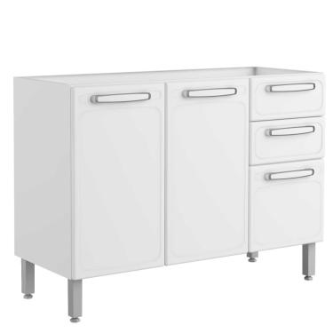 Imagem de Balcão sem Tampo Evidence Aço 3 Portas 2 Gavetas 7024 Branco - Bertolini