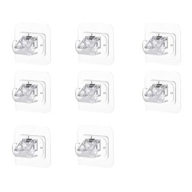 Imagem de 10 ganchos autoadesivos para varão de cortina, sem broca, suporte de clipe de varão de cortina, suportes ajustáveis para casa, sala de estar, quarto, banheiro (transparente)