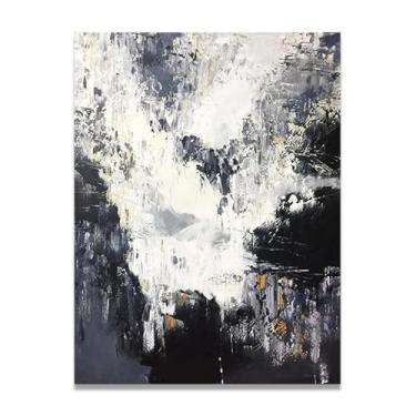 Imagem de Tela abstrata preta e branca pintura de parede impressão em tela pôster imagem colorida moderna arte abstrata decoração de parede corredor escadas quarto decorações 40 x 30 cm