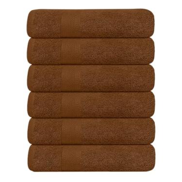 Imagem de KAHAF COLLECTION Pacote com 6 toalhas de banho 68 x 137 cm, 100% algodão, maior e mais leve, mais rápido de secar, super macio e absorvente, perfeito para banheiro (marrom, pacote com 6 (68 x 137 cm)